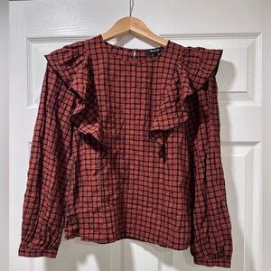 Madewell Plaid Ruffle Blouse